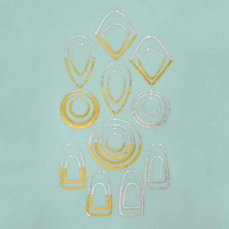 Hammered Diamond Hoops in Gold - 2 ½"