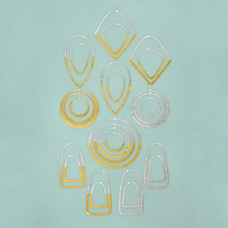 Gold Dipped Petal Hoops - 1 1/2"