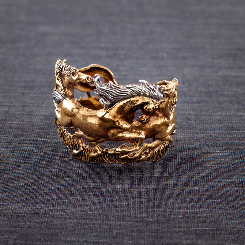 Wild and Free Cuff in Bronze with Silver Accents - Wide