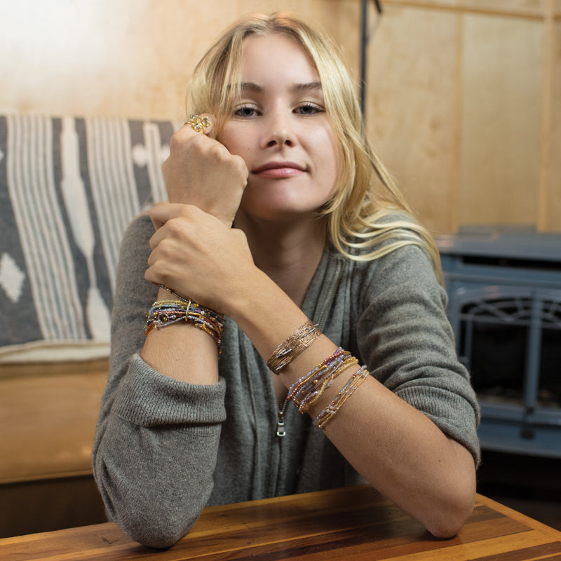 Pyrite's Booty Bracelet in Garnet & Labradorite & Moonstone