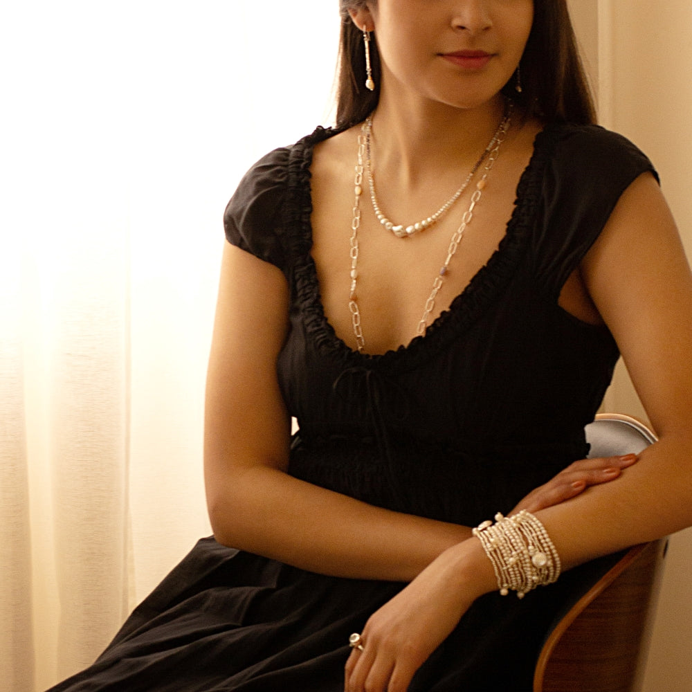Magic Bean Stone Necklace in Shaded Moonstone & Gold - FINAL SALE