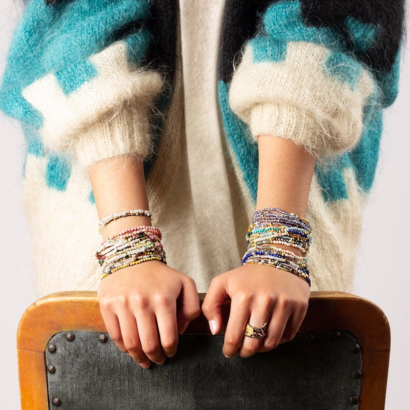 Pyrite's Booty Bracelet in Peruvian Opal Heishi & 3mm Sodalite