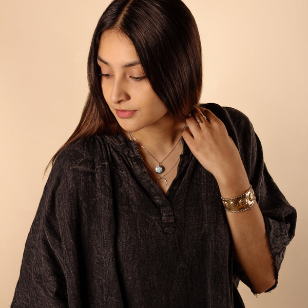 Moon Face Mini Musing Necklace in Silver