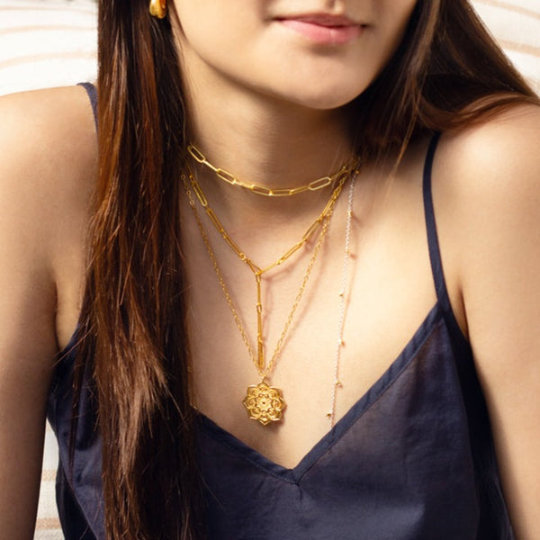 Lace Mandala Necklace in Gold