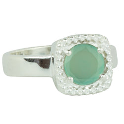Let it Glow Ring in Silver and Aqua Chalcedony