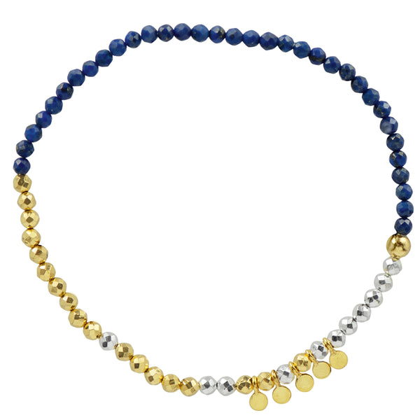 Pyrite's Booty Bracelet in Lapis with Disc Charms