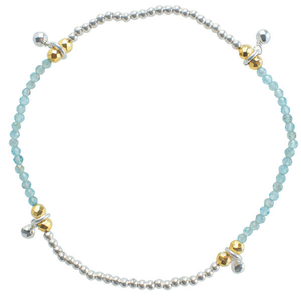 Pyrite's Booty Bracelet in Silver & Blue Apatite