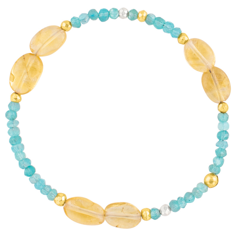 Pyrite's Booty Bracelet in Smooth Oval Citrine & 3.5mm Blue Apatite