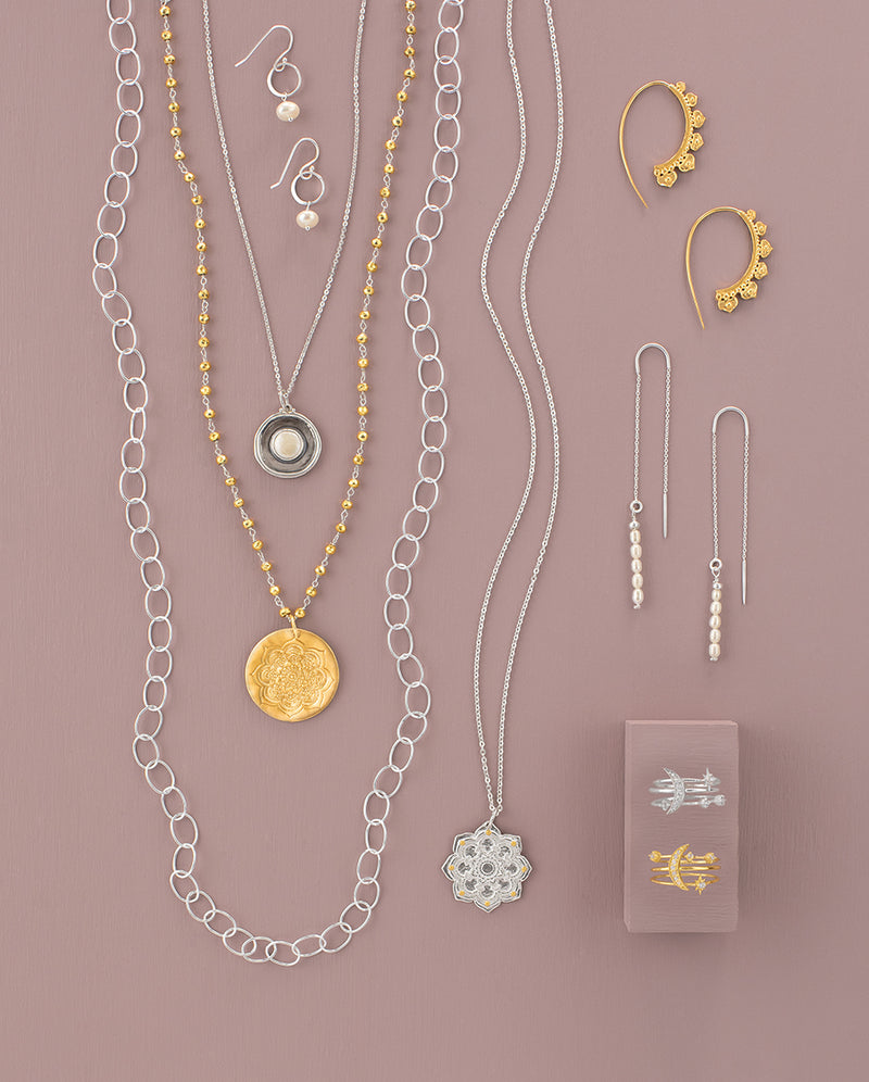 Star & Moon Trio Ring Stack Set in Gold