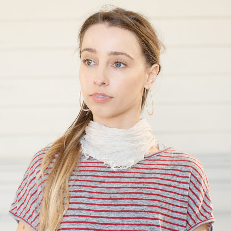 Linen Bandanna in White Sand