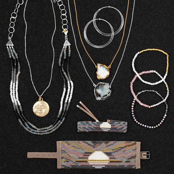 Tri-Stone and Sterling Necklace