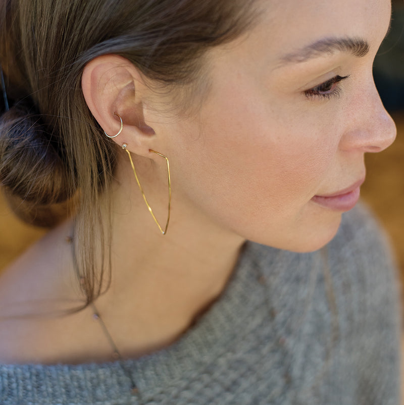 Isosceles Triangle Hoop Earrings in Gold