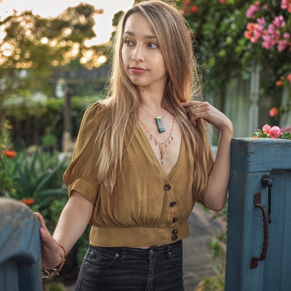 Up All Night Cascading Stone Necklace in Shaded Onyx